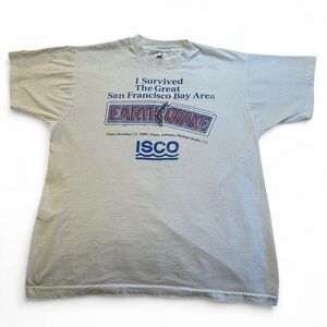 Vintage 1989 Loma Prieta Earthquake "I Survived" T-Shirt XL ISCO